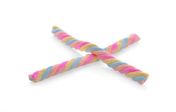 Caramelle marshmallow colorate isolate su sfondo bianco — Foto Stock
