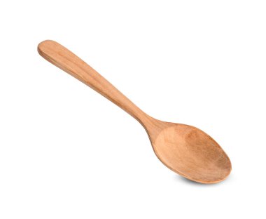 Tahta kaşık beyaz arkaplanda izole edildi