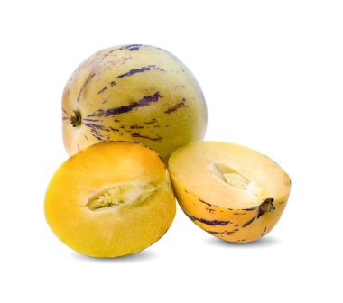 Beyaz izole leavs ile Pepino meyve