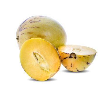 Beyaz izole leavs ile Pepino meyve