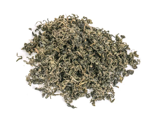 Oolong Zelený List Čaj Vysoký Úhel Pohledu Izolované Bílém Pozadí — Stock fotografie