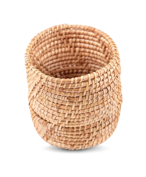 Bamboo Basket Isolated White Background — Stock Photo, Image