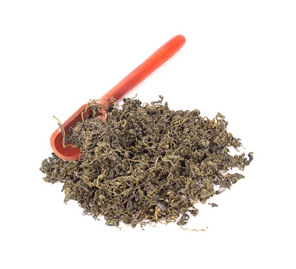Oolong Zielona Herbata Liściasta Wysoki Kąt Widzenia Izolowane Białym Tle — Zdjęcie stockowe