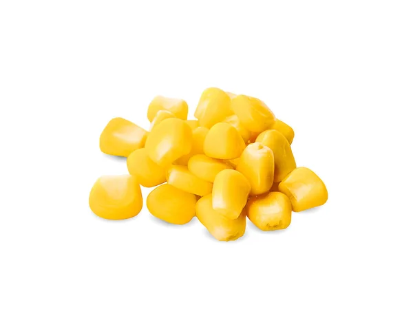 白色背景下的黄色天然玉米种子 — 图库照片