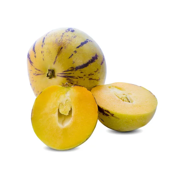 Pepino Gyümölcs Leavs Elszigetelt Fehér — Stock Fotó