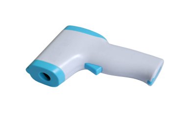 Temas olmayan kızılötesi termometre beyaz arkaplanda izole edildi.