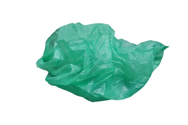 Sac en plastique vert isolé sur fond blanc. — Photo