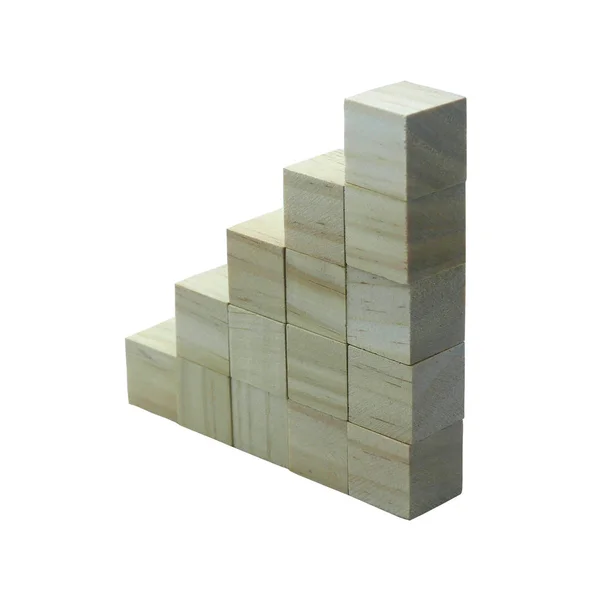 Dřevěná kostka ve tvaru žebříku izolovaná na bílém pozadí. — Stock fotografie