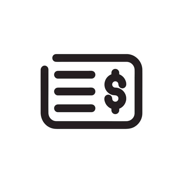 Ícone Vetor Recibo Pagamento Símbolo Dinheiro Design Simples Plano Para — Vetor de Stock
