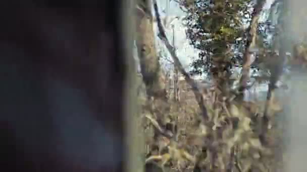 Vue de la voiture hors route en montant la colline. Conduire des jeeps hors route à l'ancienne. Des images fluides de véhicules tout-terrain montant sur le bord d'une falaise. Caméra stabilisée est à l'intérieur d'une jeep grimpant — Video