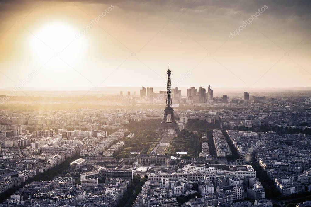 Panoramic city view with Eiffel Tower. Paris, France