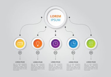 Soyut infographics şablonu. Vektör çizim. Kullanılabilir iş akışı düzeni, diyagram, iş adım seçenekleri, banner, web tasarım için. İş veri görselleştirme.