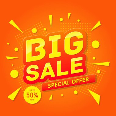 Satış afişi şablonu tasarımı. Vektör illüstrasyonu