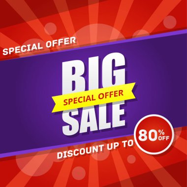 Satış Banner şablon tasarımı. Satış ve indirim. Vektör çizim