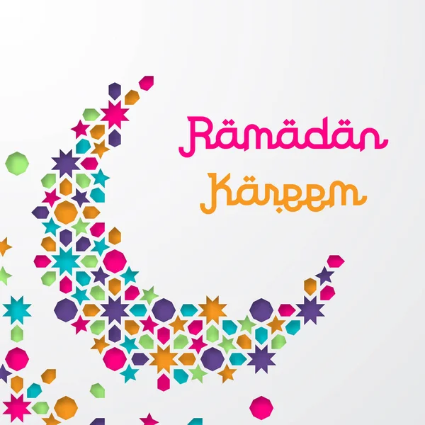 Ramadan Kareem Szablon Kartki Okolicznościowej Półksiężyca Kolorowy Wzór — Wektor stockowy