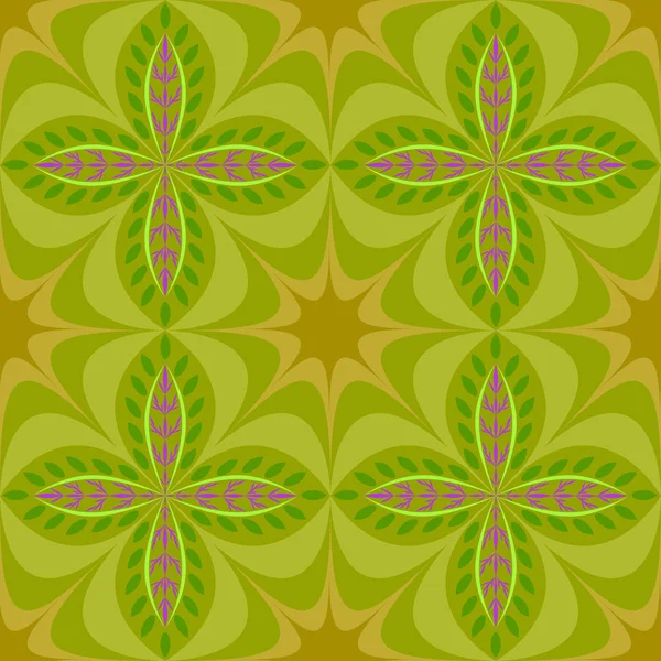 패턴 추상화 그래픽 보라색 꽃 그린 디자인 — 스톡 벡터