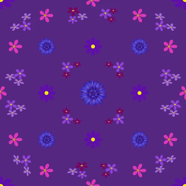 Kornblume blau Blumen lila Muster Abstraktion Grafik Vektor — Stockvektor