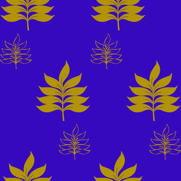 Pattern abstraction blue leaf yellow vector wallpaper — 스톡 벡터