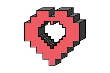  3D kırmızı küp kalp.