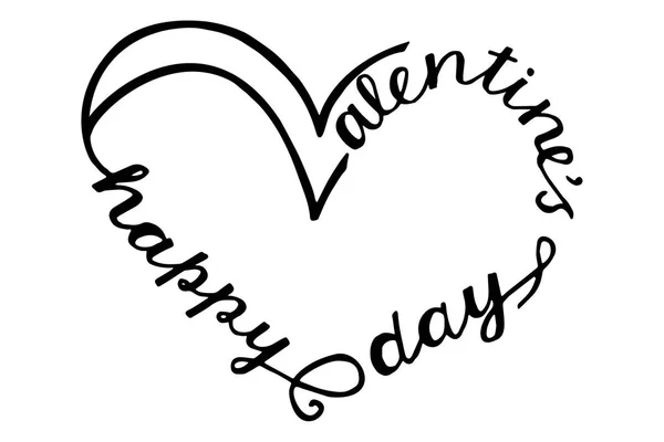 Feliz Dia Dos Namorados Letras Mão Cartão Para Fevereiro Ilustração —  Vetores de Stock