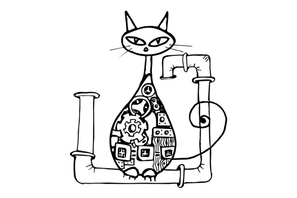 Gato Steampunk Gato Tubería — Archivo Imágenes Vectoriales