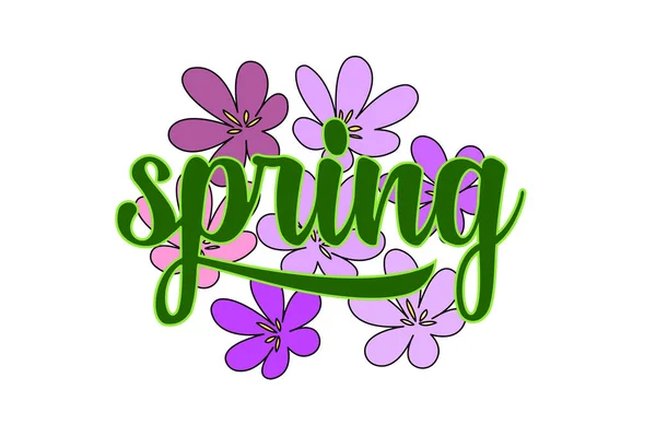 Bahar Çiçekleri Yazıtın Arka Planda Bahar — Stok Vektör