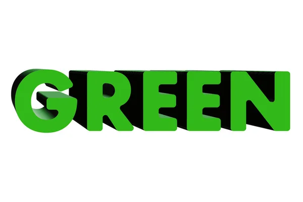 Inscriptie Groen Letters Zijn Groen Volume Label Schaduw Vectorillustratie — Stockvector