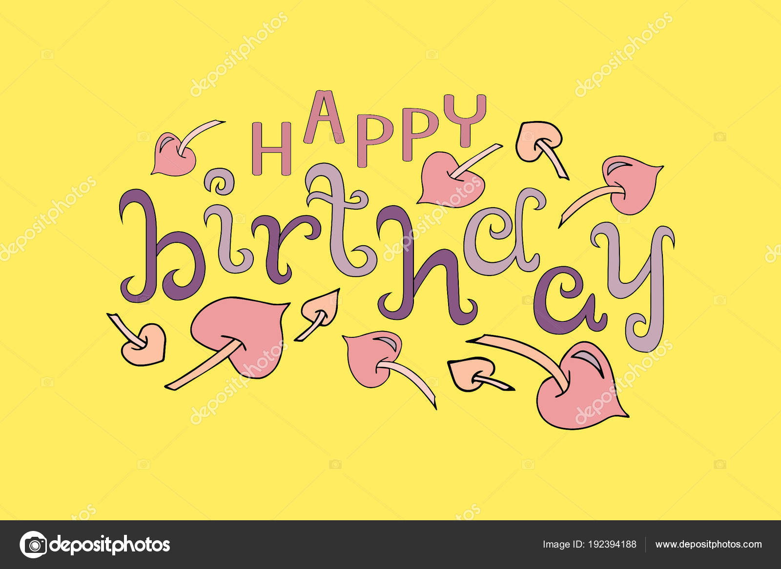 hand drawing inscription happy