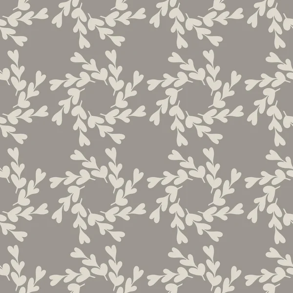 Seamless pattern with Abstract twigs with leaves in the shape of hearts. Vector — Stock Vector