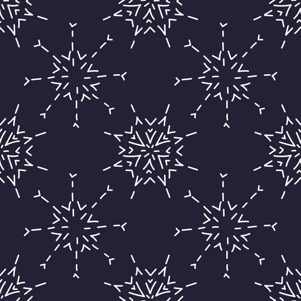 Handgezeichnete Schneeflocken auf blauem Hintergrund. nahtloses Muster. Vektorillustrationen — Stockvektor