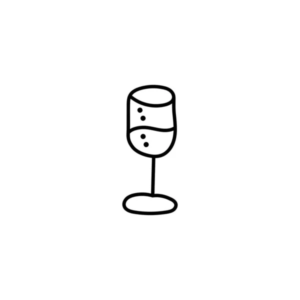 Handritat glas vin. Doodle Logo vektor kontur design illustration isolerad — Stock vektor