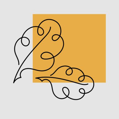 Basit çizgilerle sürekli meşe yaprağı çizgileri çizmek. Minimalizm sanatı. Bir çizgi desen tasarımı.