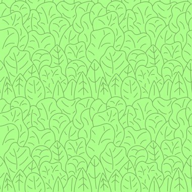 Orman, Doodle 'ın kusursuz geçmişi. Elle çizilmiş vektör pürüzsüz arka plan. Kumaş, ambalaj ve dekorasyon posterleri için uygun.