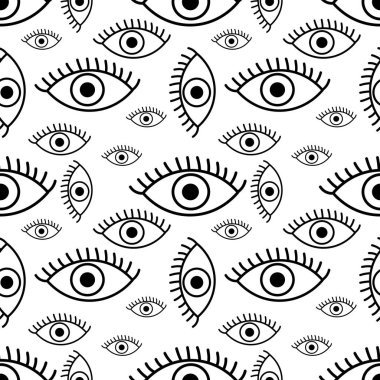 Gözler arkaplan gibi açık. Tek renkli, vektör eli beyaz arkaplanda çizilmiş