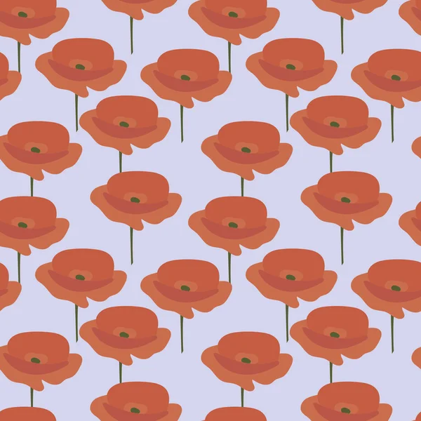 Bezproblémový vektorový vzorec s mákem. Ručně kreslené červené květy na bílém pozadí. dekorativní textura na tkaniny, tapety — Stockový vektor