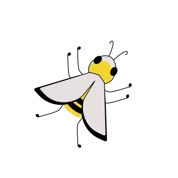 Jolie abeille aux gribouilles. Illustration vectorielle dessinée main. isolé sur fond blanc — Image vectorielle