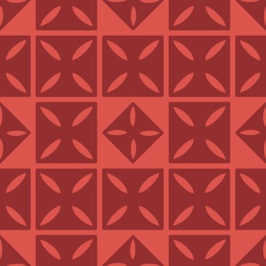 Kareler ve soyut elementlerle kesişen vektörsüz bir arkaplan. Etnik ekran baskısı. Sanatsal el yapımı kumaş. .