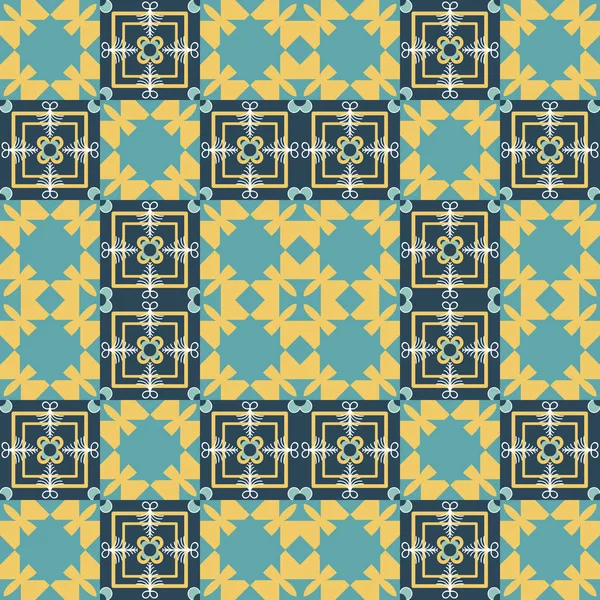 Patrón geométrico abstracto sin costura vector. Fondo decorativo de superficie. Azulejos de mosaico, símbolos étnicos estilizados, estampado popular . — Vector de stock