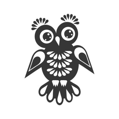 Şirin Baykuş bir tasarım unsuru, logo ya da bir proje amblemi. Vektör illüstrasyonu .