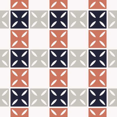 Damalı desen. Kareler ve soyut elementlerle kesişen vektörsüz arkaplan