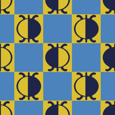 Parlak vektör kusursuz arkaplan. Egzotik bir ağacın stilize tohumları. Üç renk kullanılır.