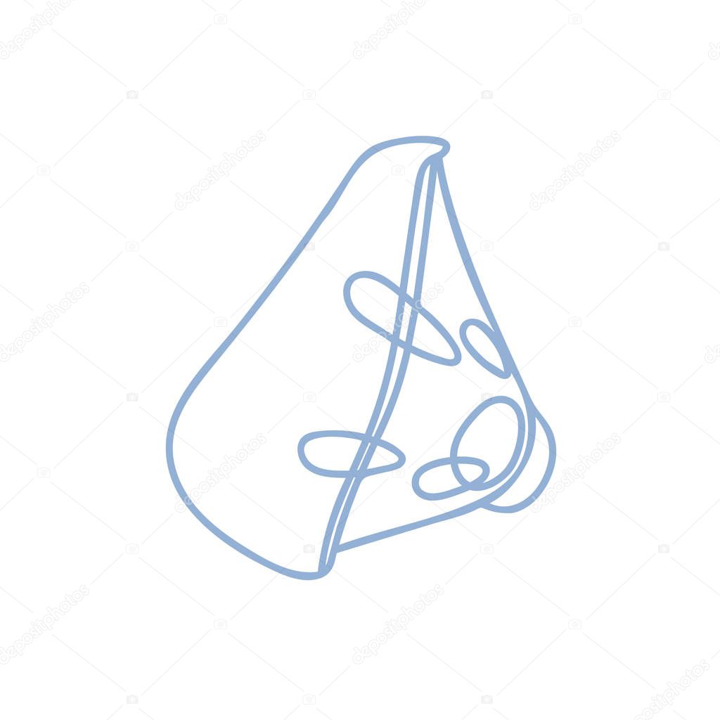 Nebulizer mask icon .Contour vector illustration of aerosol lung respiration . Respiratory mask