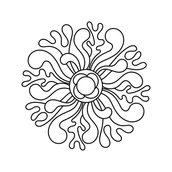 Vektor Mandala med abstrakta havsväxter. Målarbok för barn och vuxna, handritad illustration, svart och vit, blad och Doodle element — Stock vektor