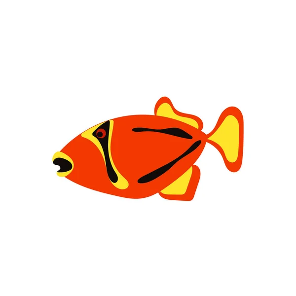 Illustration vectorielle d'une silhouette de poisson. Isolé sur fond blanc. Poisson exotique coloré dessin animé. Design plat pour votre projet . — Image vectorielle
