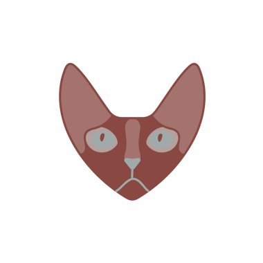 Sphynx kedisi. Hayvan Ağzı ile vektör çizimi. beyaz arkaplanda sıralanmış