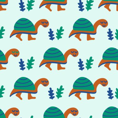 Kawaii Monsters seamless pattern, cute baby fantastic animals background. Hand drawn, cartoon illustration vector