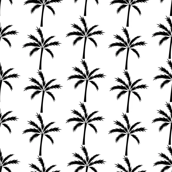 Palmiye ağaçlarının siluetleri, vektörsüz desenler. Kumaş, duvar kağıdı, kağıt ve diğer yüzeyler için uygun — Stok Vektör