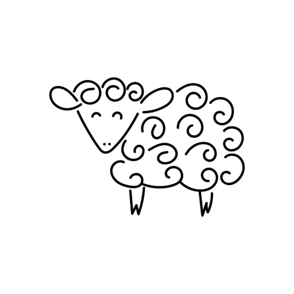 Vector sheep or ram icon, logo, template. Silhouette modern emblem for market, internet, design, decoration. — Stock Vector
