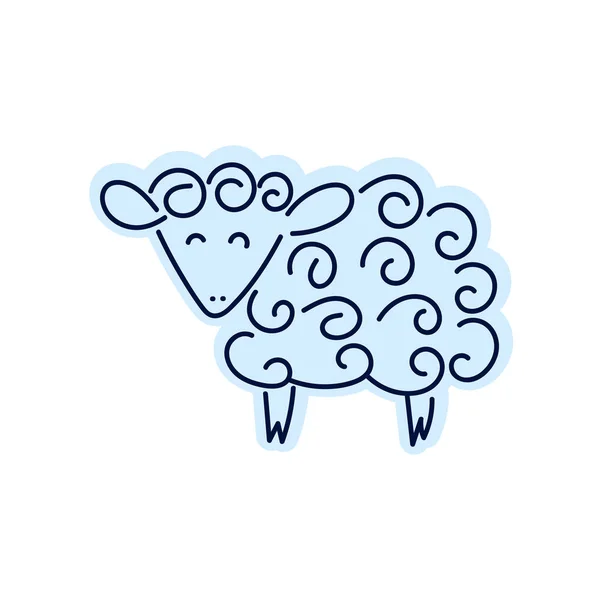Vecteur moutons ou bélier icône, logo, modèle. Silhouette emblème moderne pour le marché, internet, design, décoration. Agneau simple à la mode ou symbole de brebis. Symbole graphique — Image vectorielle