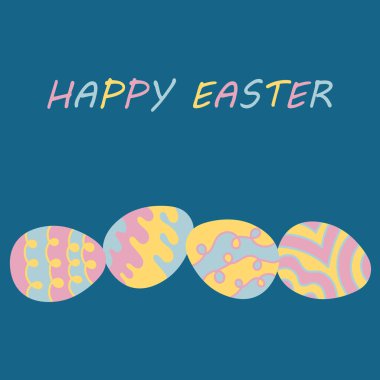 Renkli yumurta kabukları. Dini bayram Paskalyası, dekorasyon elementi. Düz dizayn. El çizimi illüstrasyon